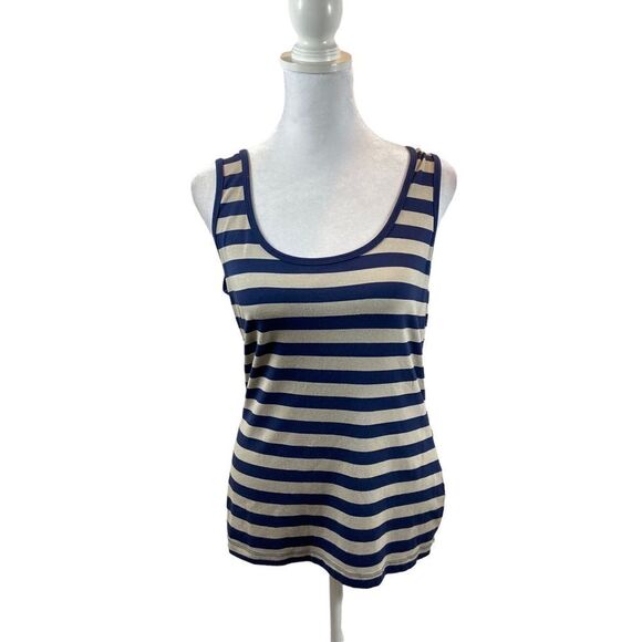 Ronen Chen Blue and Taupe Striped Tank Top Size 2 XS - Picture 1 of 9